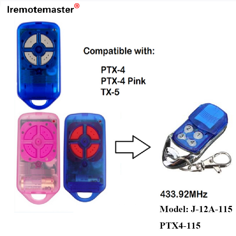 Kuba PTX4 433.92 MHz Rolling Code Garage Door Ulawulo Remote